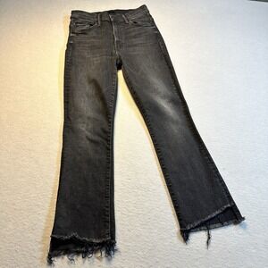 MOTHER Insider Crop Step Fray Jeans Womens Black Denim Mid Rise Size 26